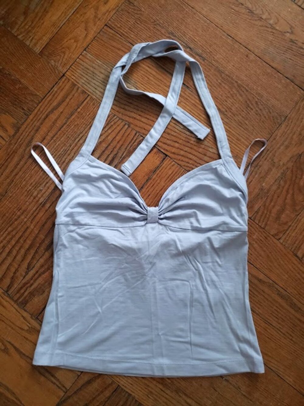 Vintage French Connection Light Blue Halter Neck Top New Small